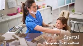  Presentation with repair - Theme enhanced with dentist-prepares-little-patient background and a coral colored foreground