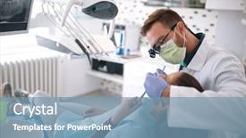  Presentation with repair - PPT theme having dentist repair tooth to patient background and a  colored foreground