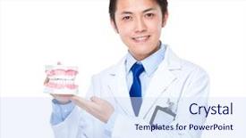  Presentation with denture - Colorful PPT theme enhanced with dentist show with denture backdrop and a sky blue colored foreground