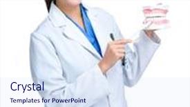  Presentation with denture - Presentation design featuring dentist show with denture background and a sky blue colored foreground