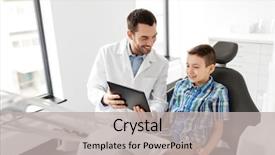  Presentation with medicine - Beautiful PPT layouts featuring dentist showing tablet pc computer backdrop and a light gray colored foreground