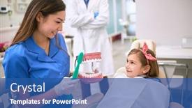  Presentation with oral hygiene - Theme having dentist-showing-to-little-patient background and a ocean colored foreground