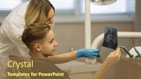  Presentation with jaw - Beautiful presentation design featuring dentist-showing-to-patient-x backdrop and a coral colored foreground