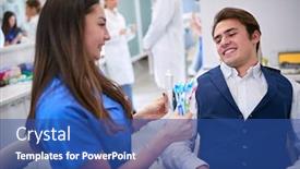  Presentation with toothpaste - Theme featuring dentist-showing-toothbrushes-and-toothpaste background and a ocean colored foreground