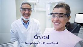  Presentation with patient safety - Colorful presentation theme enhanced with dentist smiling with female patient backdrop and a lemonade colored foreground