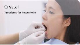  Presentation with dental floss - Cool new presentation theme with dentist teaching patient how backdrop and a white colored foreground