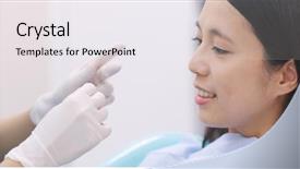  Presentation with dental floss - Cool new slides with dentist teaching patient how backdrop and a white colored foreground