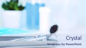  Presentation with dentist - Amazing slide deck having dentist tools in metal tray backdrop and a sky blue colored foreground