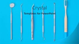  Presentation with dental hygiene - Theme with dentist-tools-over-blue-background background and a cyan colored foreground