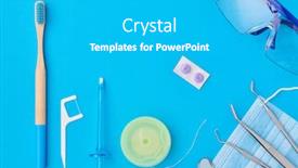  Presentation with dental hygiene - Colorful PPT layouts enhanced with dentist-tools-over-blue-background backdrop and a cyan colored foreground