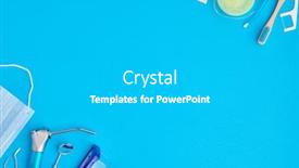  Presentation with dental hygiene - PPT layouts featuring dentist-tools-over-blue-background background and a light gray colored foreground