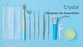  Presentation with dental hygiene - Beautiful slides featuring dentist-tools-over-light-blue backdrop and a light blue colored foreground