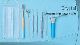  Presentation with dental hygiene - Presentation theme consisting of dentist-tools-over-light-blue background and a light blue colored foreground