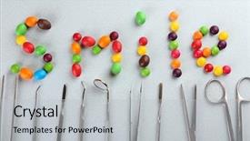  Presentation with sweets - Beautiful PPT theme featuring dentist tools with sweets makes backdrop and a light gray colored foreground
