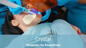  Presentation with cure - PPT layouts enhanced with dentist-uses-photopolymer-lamp background and a light blue colored foreground