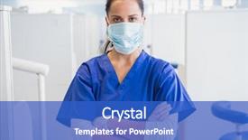  Presentation with surgical gloves - Slide deck with dentist wearing surgical mask background and a cobalt blue colored foreground