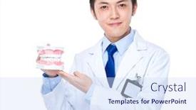  Presentation with denture - Audience pleasing presentation theme consisting of dentist with denture backdrop and a sky blue colored foreground
