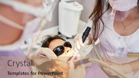  Presentation with root canal treatment - Slide deck enhanced with dentist-with-drill background and a coral colored foreground