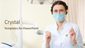  Presentation with periodontal - Theme featuring dentist with mirror and periodontal background and a cream colored foreground