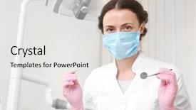  Presentation with periodontal - Theme enhanced with dentist with mirror and periodontal background and a white colored foreground