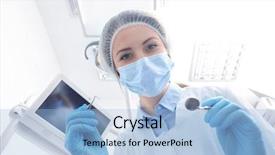  Presentation with periodontal - Audience pleasing theme consisting of dentist with mirror and periodontal backdrop and a light blue colored foreground