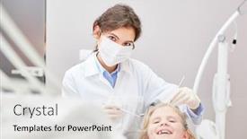  Presentation with surgical - PPT theme with dentist-with-surgical-mask background and a light gray colored foreground