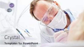 Presentation with surgical dental - Colorful presentation design enhanced with dentist-with-surgical-mask backdrop and a sky blue colored foreground