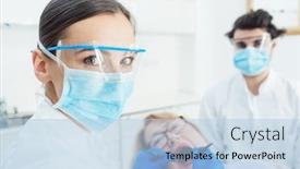 Presentation with surgery - Amazing slide set having dentist-woman-in-her-surgery backdrop and a light blue colored foreground