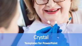  Presentation with possible - Presentation design consisting of dentist woman performing dental bleaching background and a teal colored foreground