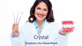  Presentation with odontology teeth mode - Audience pleasing slide set consisting of dentist woman with the teeth backdrop and a sky blue colored foreground
