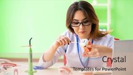  Presentation with implant - Cool new presentation theme with dentist working on teeth implant backdrop and a lemonade colored foreground