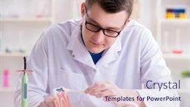  Presentation with implant - Amazing slide set having dentist working teeth implant in medical lab backdrop and a lemonade colored foreground