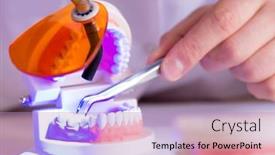  Presentation with implant - Audience pleasing slide set consisting of dentist-working-teeth-implant backdrop and a light blue colored foreground