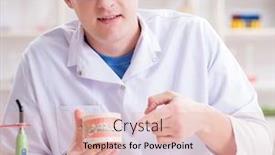  Presentation with implant - Amazing presentation theme having dentist-working-teeth-implant backdrop and a lemonade colored foreground