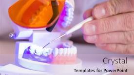  Presentation with implant - Colorful slides enhanced with dentist-working-teeth-implant backdrop and a light blue colored foreground