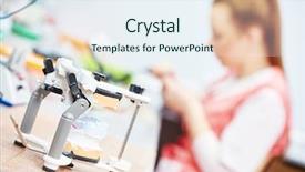  Presentation with dental prosthesis - Theme featuring dentistry concept articulator with dental background and a  colored foreground