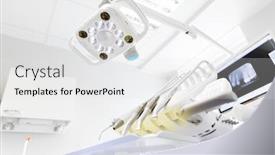  Presentation with medical instruments - PPT theme having dentistry medicine medical equipment and stomatology concept - close up of lamp and dental unit instruments clinic office background and a white colored foreground