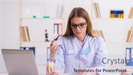  Presentation with dentistry - Beautiful slide deck featuring dentistry-student-practicing-skills backdrop and a light blue colored foreground