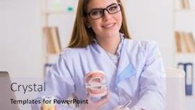  Presentation with dentistry - Audience pleasing slides consisting of dentistry-student-practicing-skills backdrop and a light blue colored foreground