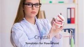  Presentation with dentistry - Colorful presentation enhanced with dentistry-student-practicing-skills backdrop and a light blue colored foreground