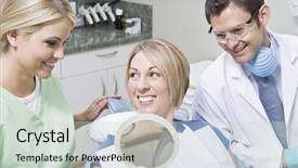  Presentation with dentistry - Amazing presentation theme having dentistry team with female patient backdrop and a  colored foreground