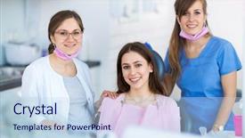  Presentation with dentist - PPT theme consisting of dentists and patient in dentist background and a  colored foreground