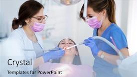  Presentation with patient and privacy - Colorful PPT theme enhanced with dentists and patient in dentist backdrop and a  colored foreground