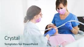  Presentation with dentist - Amazing PPT layouts having dentists and patient in dentist backdrop and a  colored foreground