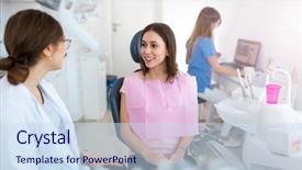  Presentation with patient care - PPT theme consisting of dentists and patient in dentist background and a sky blue colored foreground