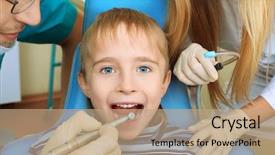  Presentation with dental surgery - Slide set consisting of dentists in a dental surgery background and a coral colored foreground