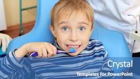  Presentation with dental surgery - Beautiful presentation design featuring dentists in a dental surgery backdrop and a teal colored foreground