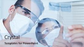  Presentation with dental - Slide deck having dentists looking at x-ray background and a light blue colored foreground