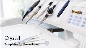  Presentation with dental office - Slide set featuring dentist's office tools background and a white colored foreground