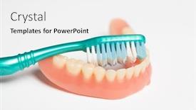  Presentation with dental hygiene - Theme consisting of denture-and-toothbrush-dental-cleaning background and a white colored foreground